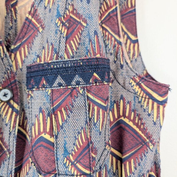 Anthropologie Elevenses Geo Print Safari Vest with Belt - Diamond Motif‎ - M - Picture 7 of 15